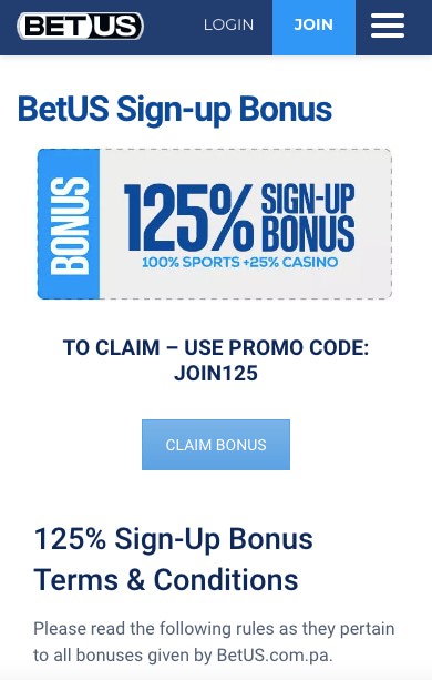 BetUS promo code welcome offer Esports app